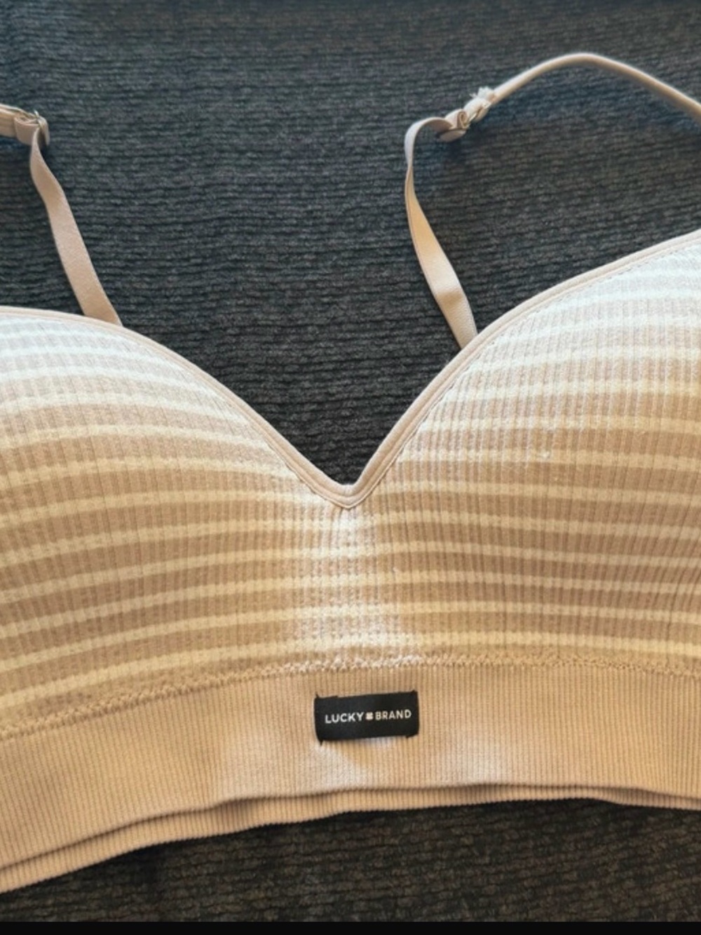 Lucky Brand Beige Striped Seamless Bralette